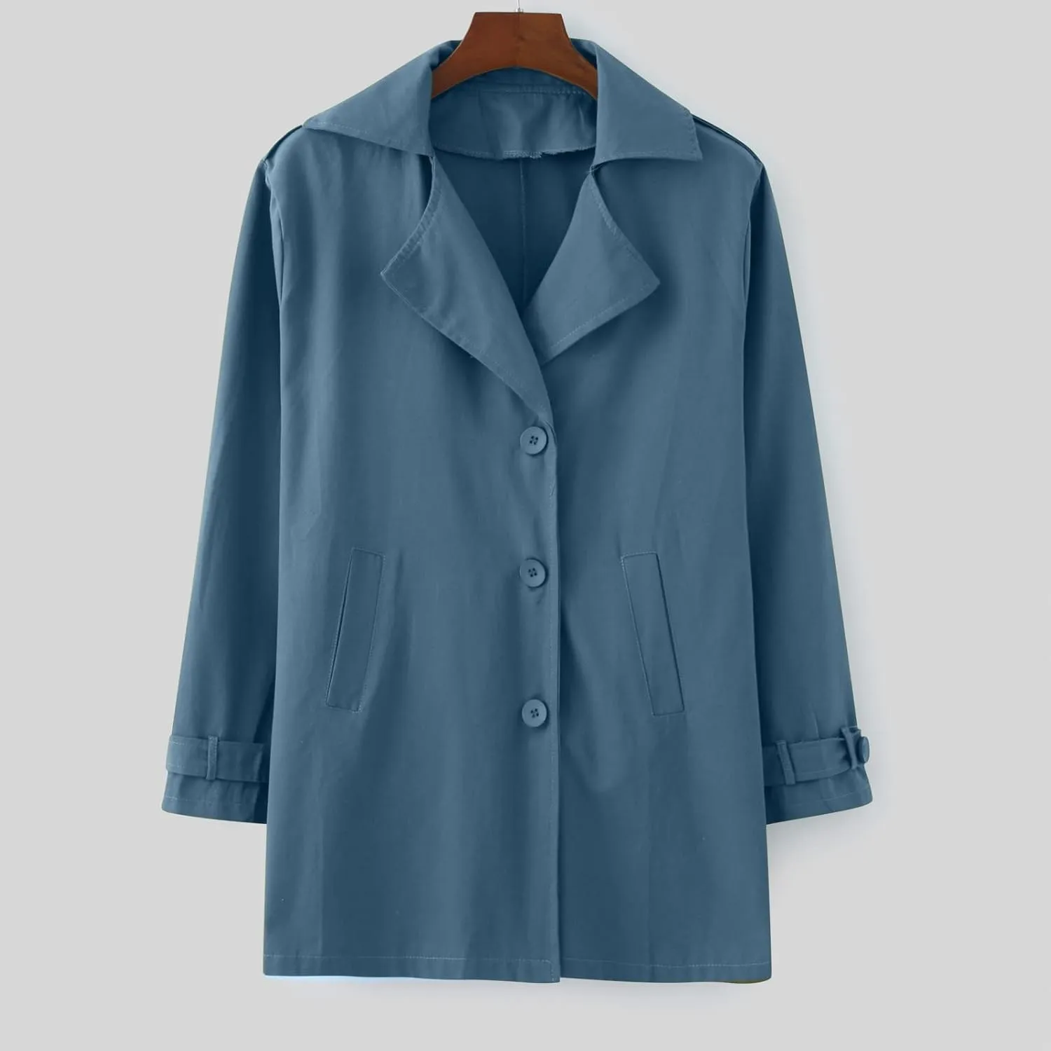 Men's Trench Coat Classic Single Breasted Slim Fit Lapel Business Overcoat Casual Lightweight Fall Winter Windproof Coat