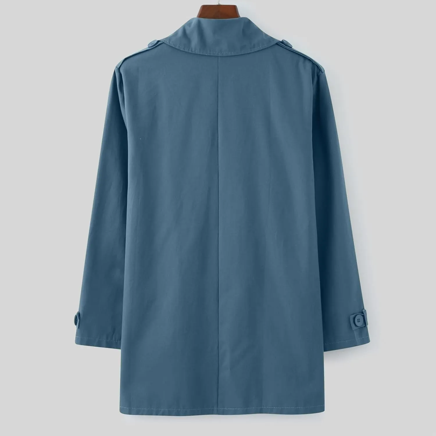 Men's Trench Coat Classic Single Breasted Slim Fit Lapel Business Overcoat Casual Lightweight Fall Winter Windproof Coat