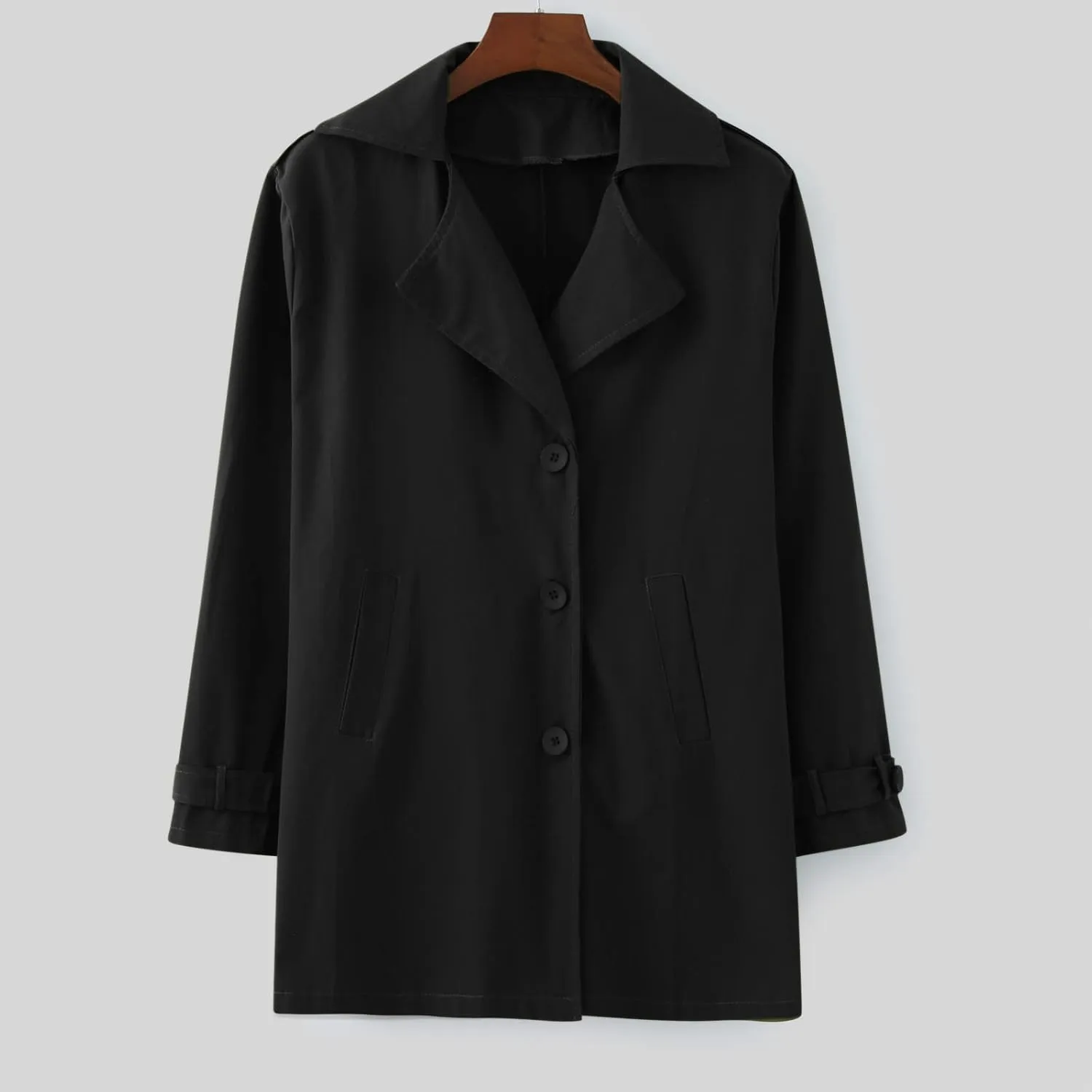 Men's Trench Coat Classic Single Breasted Slim Fit Lapel Business Overcoat Casual Lightweight Fall Winter Windproof Coat