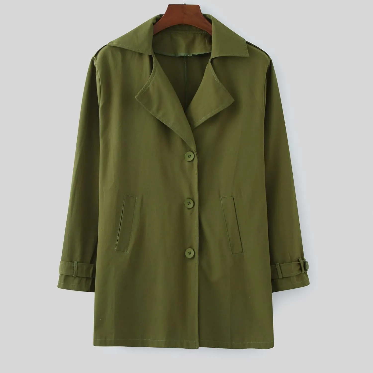 Men's Trench Coat Classic Single Breasted Slim Fit Lapel Business Overcoat Casual Lightweight Fall Winter Windproof Coat