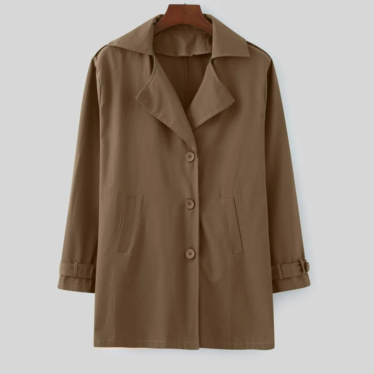 Men's Trench Coat Classic Single Breasted Slim Fit Lapel Business Overcoat Casual Lightweight Fall Winter Windproof Coat