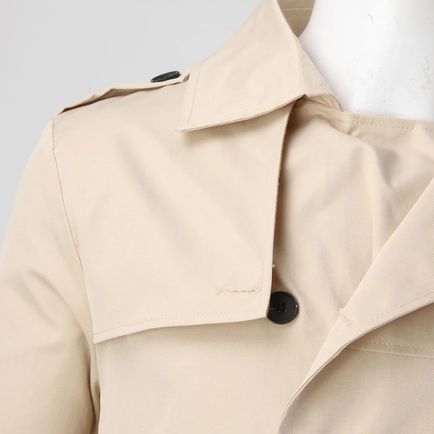 Men's Trench Coat Slim fit Double Breasted Belted Windbreaker Jacket Lapel Long Casual Windproof Overcoat