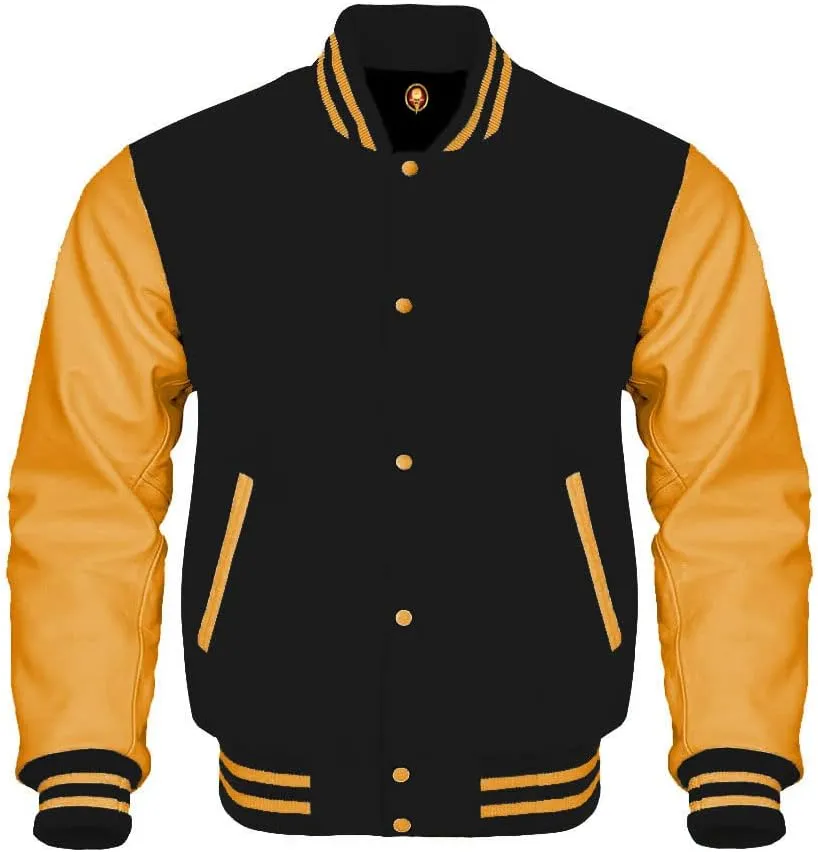 Men's Varsity Jacket Wool Body Genuine Leather Arms Letterman Jacket College Varsity Jackets