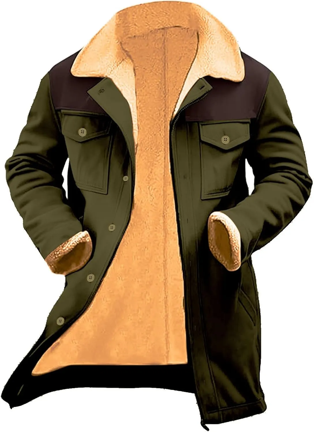 Men's Vintage Suede Jacket Faux Leather Jacket Plush Collar Coats Zip Up Motorcycle Jacket Western Coats Retro Tops