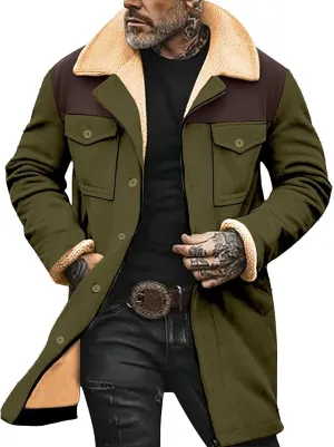 Men's Vintage Suede Jacket Faux Leather Jacket Plush Collar Coats Zip Up Motorcycle Jacket Western Coats Retro Tops