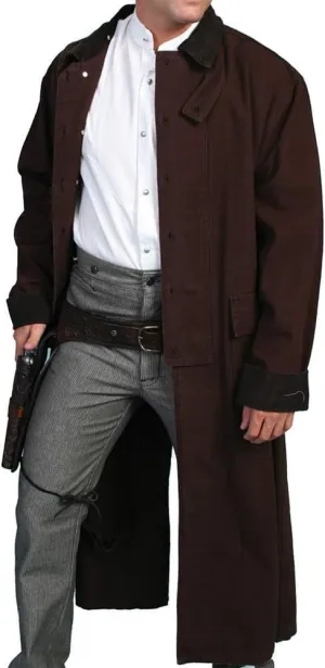Men's Western Old COWBOY Long Duster Coat Full Length Canvas Jackets