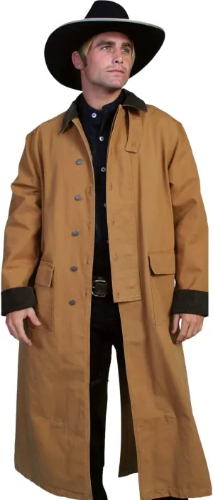 Men's Western Old COWBOY Long Duster Coat Full Length Canvas Jackets