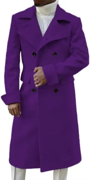 Men's Wool Overcoat Double Breasted Classic Wide Notch Lapel Trench Coat Warm Overcoat ASDF13 ASDF13