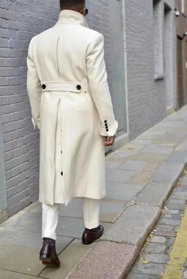Men's Wool Overcoat Double Breasted Classic Wide Notch Lapel Trench Coat Warm Overcoat ASDF13 ASDF13