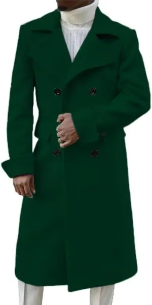 Men's Wool Overcoat Double Breasted Classic Wide Notch Lapel Trench Coat Warm Overcoat ASDF13 ASDF13