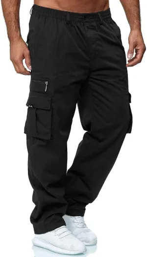 Men's Work Pants Stretch Resistant Regular Hiking Pants Baggy Running Relaxed Fit Lightweight Flexible Tactical Pants