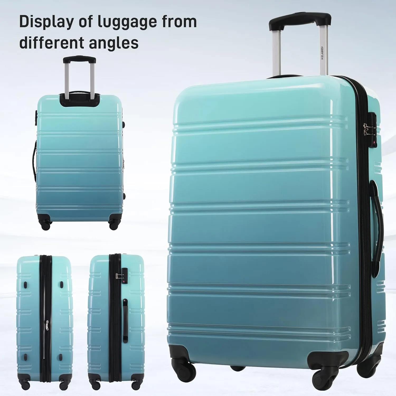 Merax Suitcase Set, Hardshell Luggage Sets 3 Piece with Spinner Wheels, Expandable Gradient Color Suitcase with TSA Lock Lightweight 20" 24" 28", Gradient Blue