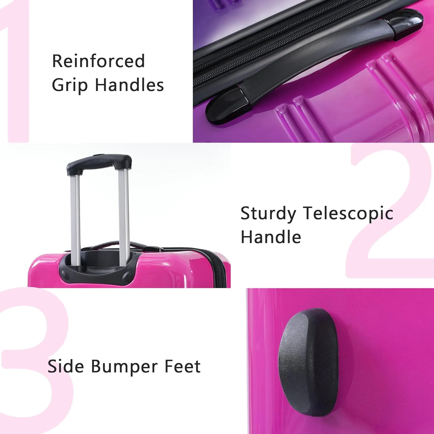 Merax Suitcase Set, Hardshell Luggage Sets 3 Piece with Spinner Wheels, Expandable Gradient Color Suitcase with TSA Lock Lightweight 20" 24" 28", Purple and Pink