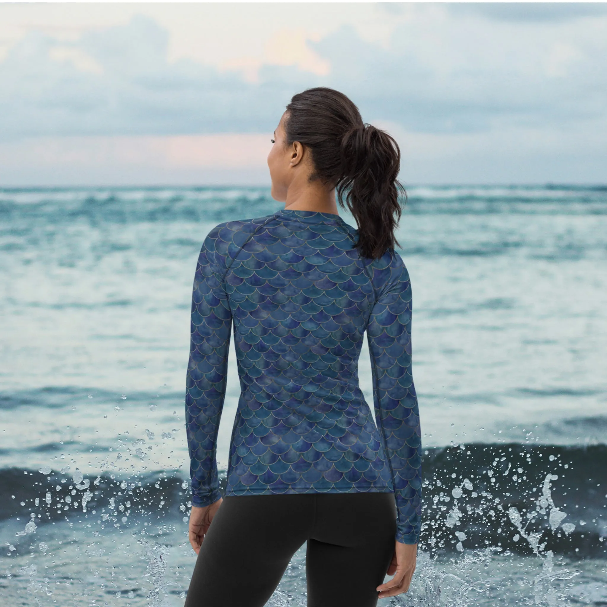 Mermaid rash guard for women - long sleeve surf shirt