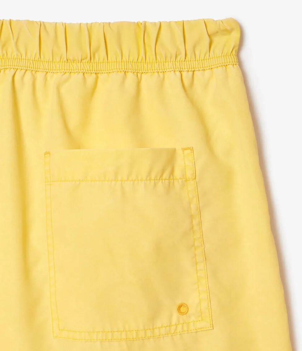 Mid Length Washed Effect Ombr Print Swim Trunks