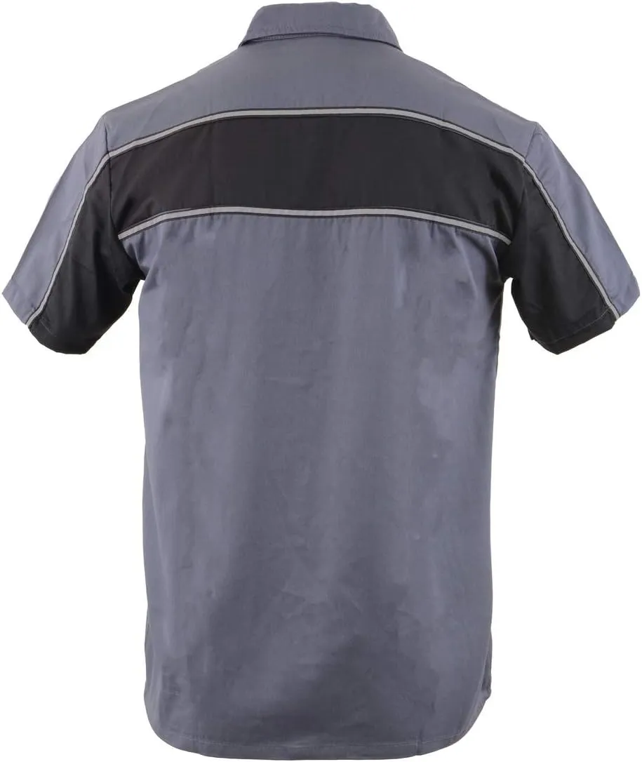 Milwaukee Leather MDM11671.149 Men's Grey and Black Button Up Heavy-Duty Work Shirt for | Classic Mechanic Work Shirt