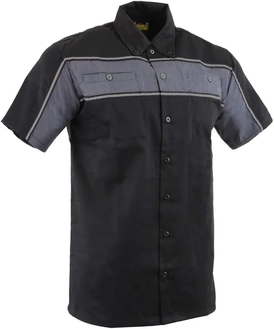 Milwaukee Leather MDM11672.01 Men's Black and Grey Button Up Heavy-Duty Work Shirt | Classic Mechanic Work Shirt