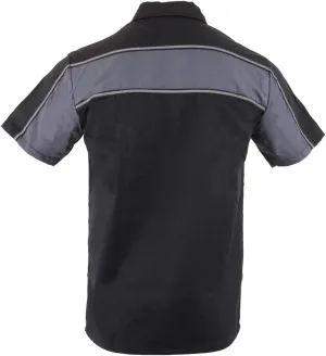 Milwaukee Leather MDM11672.01 Men's Black and Grey Button Up Heavy-Duty Work Shirt | Classic Mechanic Work Shirt
