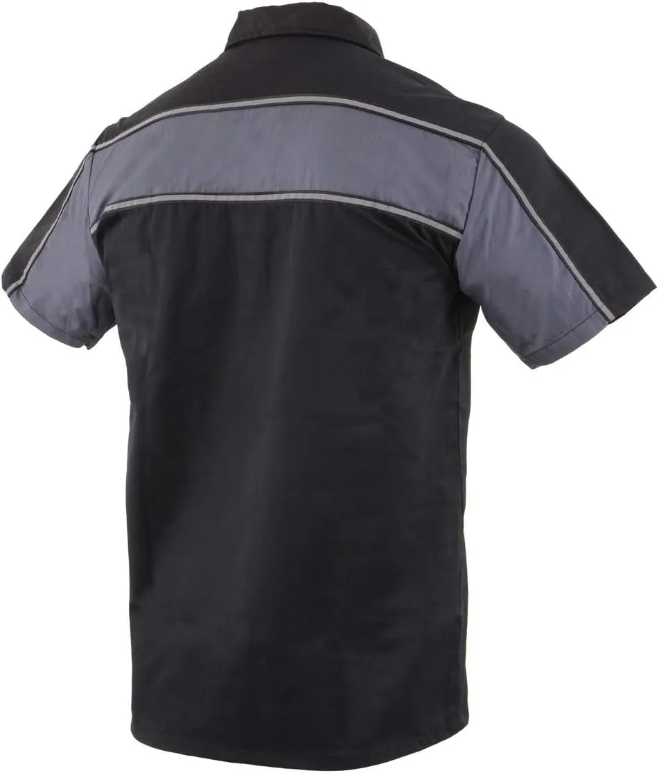 Milwaukee Leather MDM11672.01 Men's Black and Grey Button Up Heavy-Duty Work Shirt | Classic Mechanic Work Shirt