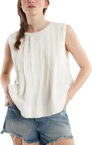 Mingzhu Women's Summer Pleated Ruffle Hem Babydoll Vest Shirt Y2K Peplum Sleeveless Tank Top Casual Loose Fit