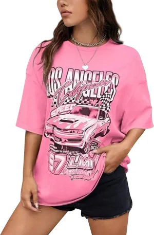 MISSACTIVER Womens Oversized Graphic Print T-Shirt Cartoon Drop Shoulder Short Sleeve Casual Graphics Tee Shirt
