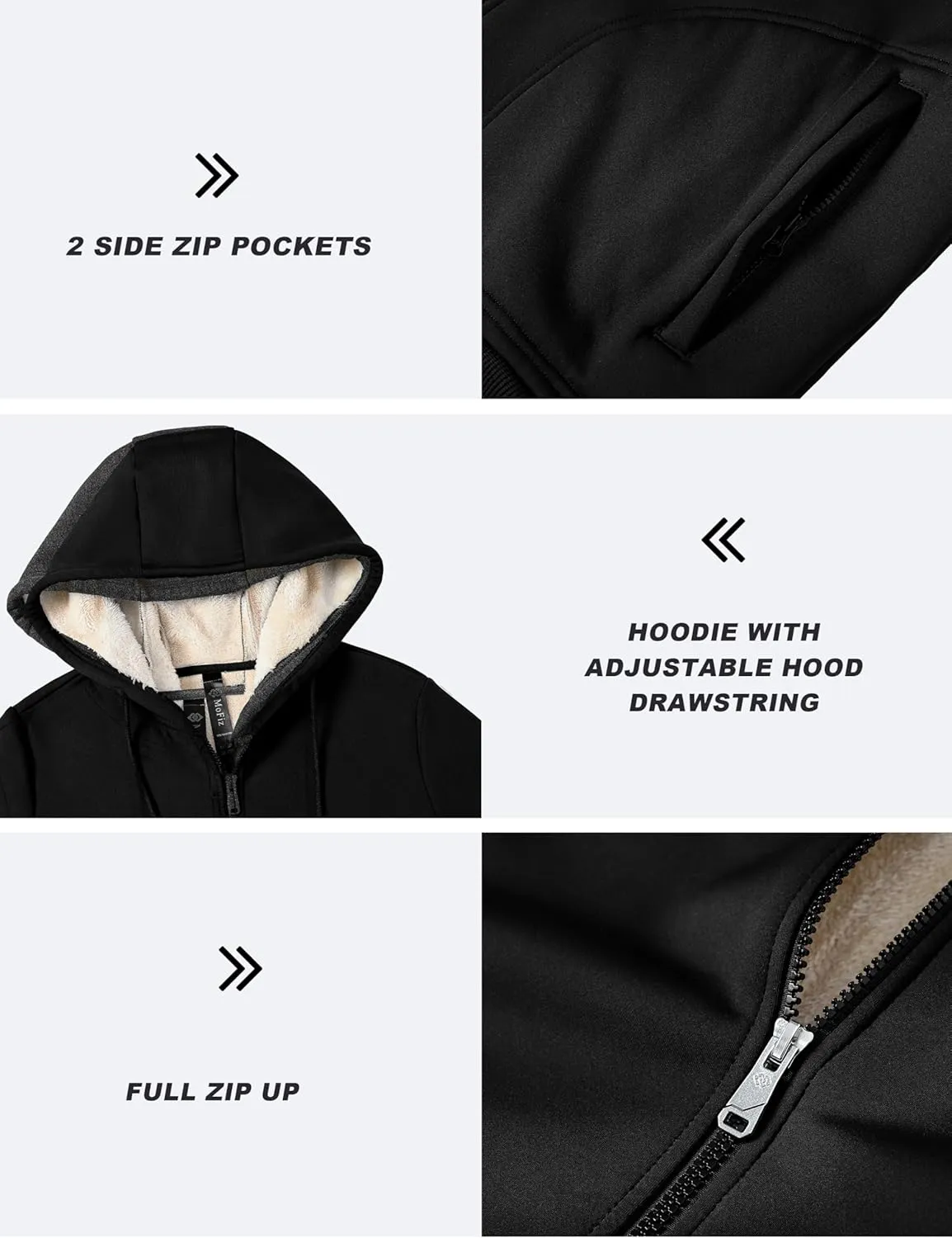 MoFiz Women's Fleece Zip Up Hoodie Warm and Cozy Sherpa Lined Sweatshirt Winter Hoodie Jackets for Women with Pockets