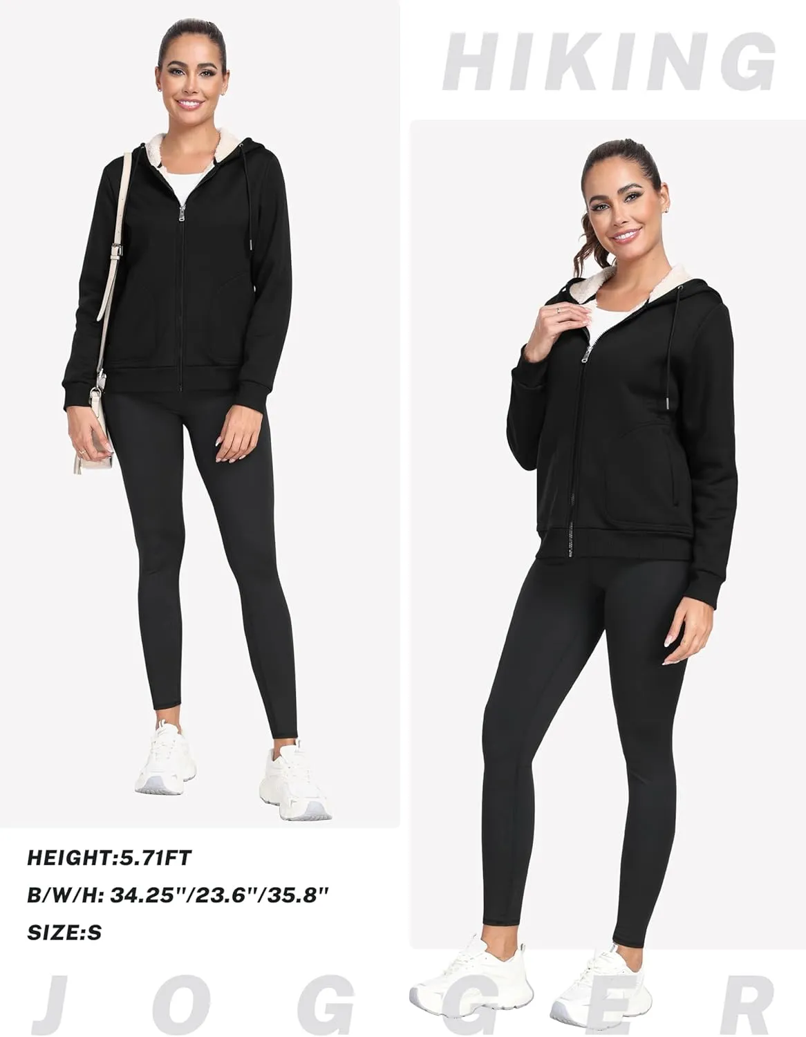 MoFiz Women's Fleece Zip Up Hoodie Warm and Cozy Sherpa Lined Sweatshirt Winter Hoodie Jackets for Women with Pockets
