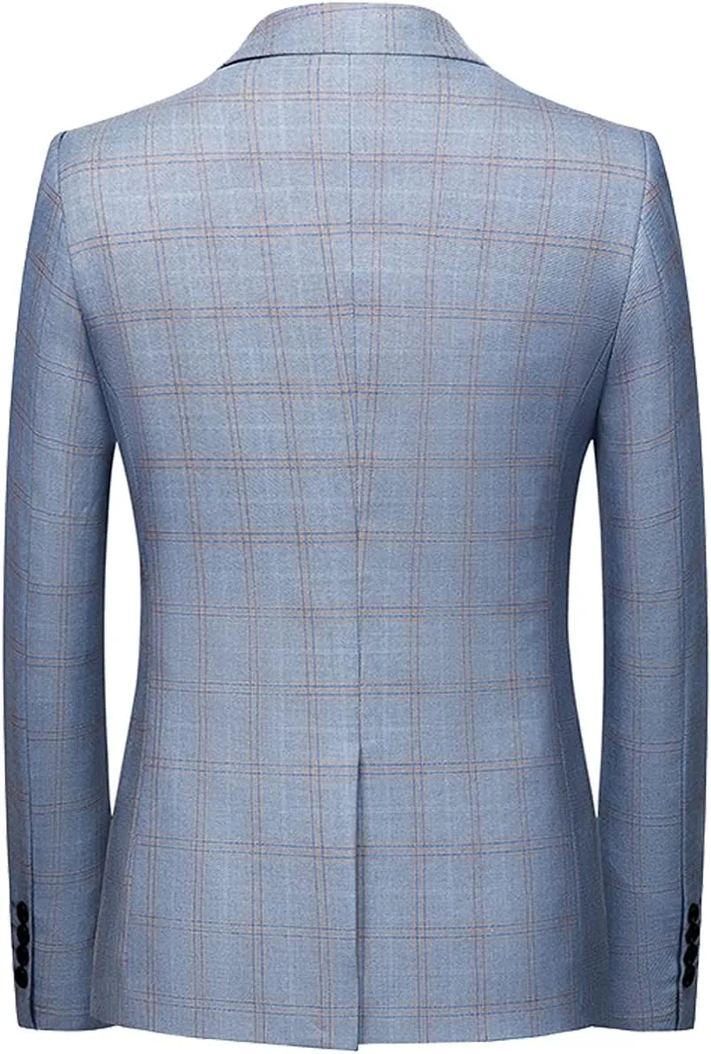 MOGU Men's Plaid Casual Suit Blazer Jackets - Slim Fit Checkered Sports Coat