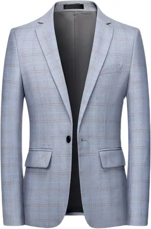 MOGU Men's Plaid Casual Suit Blazer Jackets - Slim Fit Checkered Sports Coat