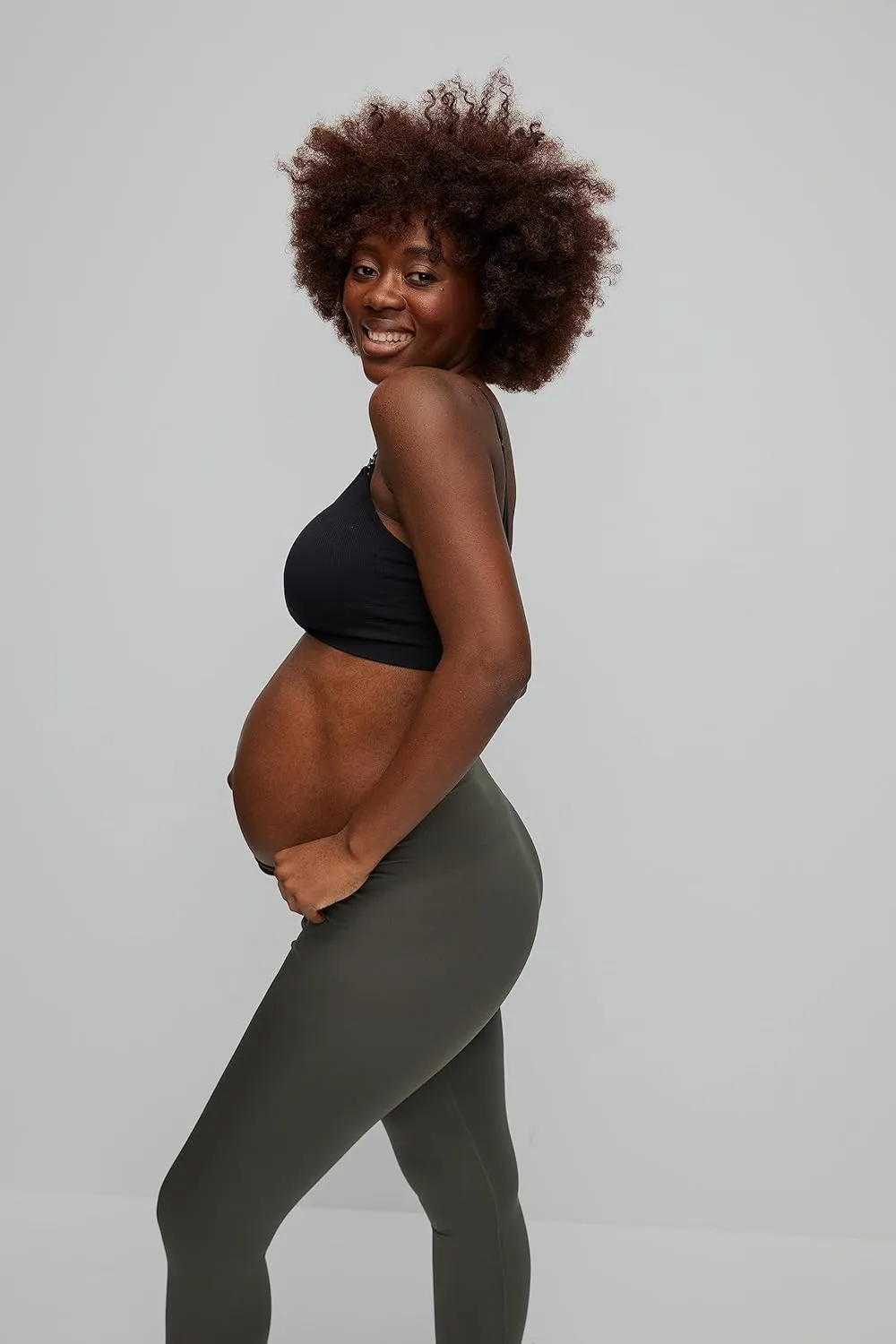 Motherhood Maternity Women's Seamless Over The Belly Compression Comfort Waist Leggings