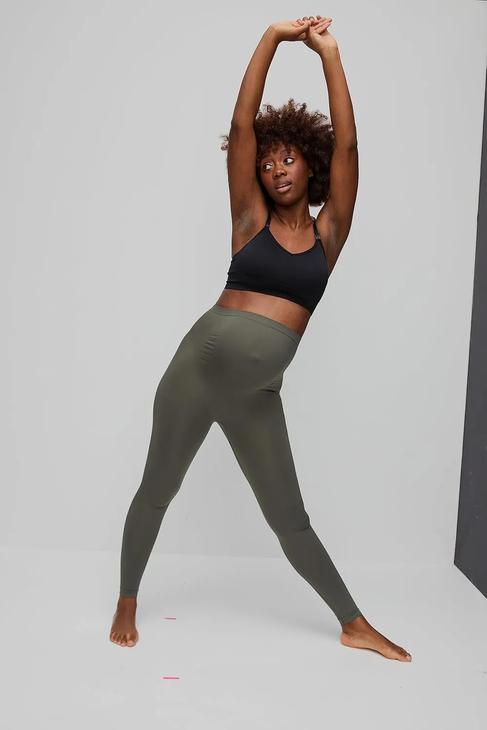 Motherhood Maternity Women's Seamless Over The Belly Compression Comfort Waist Leggings