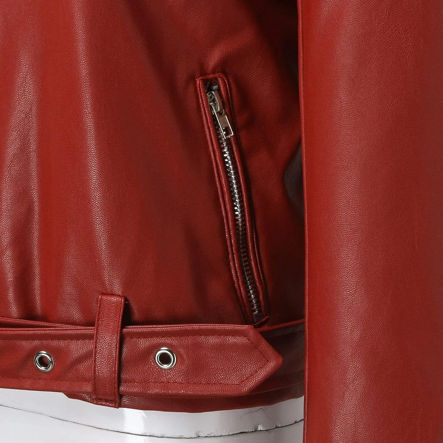 Motorcycle Jackets for Women Faux Leather Full Zip Up Trendy Casual Plus Size Slim Fitted Fall Short Coat with Belt