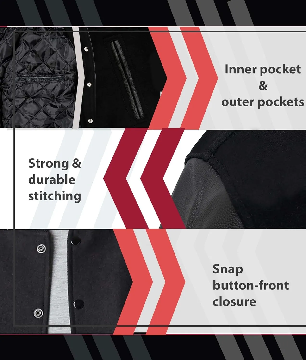Mount Helicon Two-Tone Leather Baseball Varsity Jacket for Men - Premium Quality and Unique Design