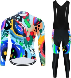 MOXILYN Men Cycling Jerseys Set Cycling Gear Kits Bike Clothing Set Long Sleeves Shirts and Cycling Pants with 19D Padded
