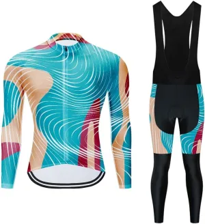 MOXILYN Men Cycling Jerseys Set Cycling Gear Kits Bike Clothing Set Long Sleeves Shirts and Cycling Pants with 19D Padded