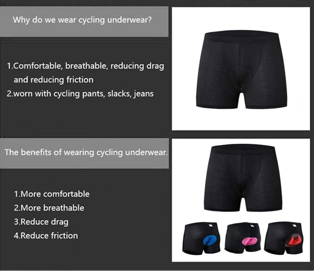MOXILYN Men's 9D Padded Silica gel Bike Underwear Bicycle Cycling Underwear Biker Shorts Cycling Apparel Lightweight