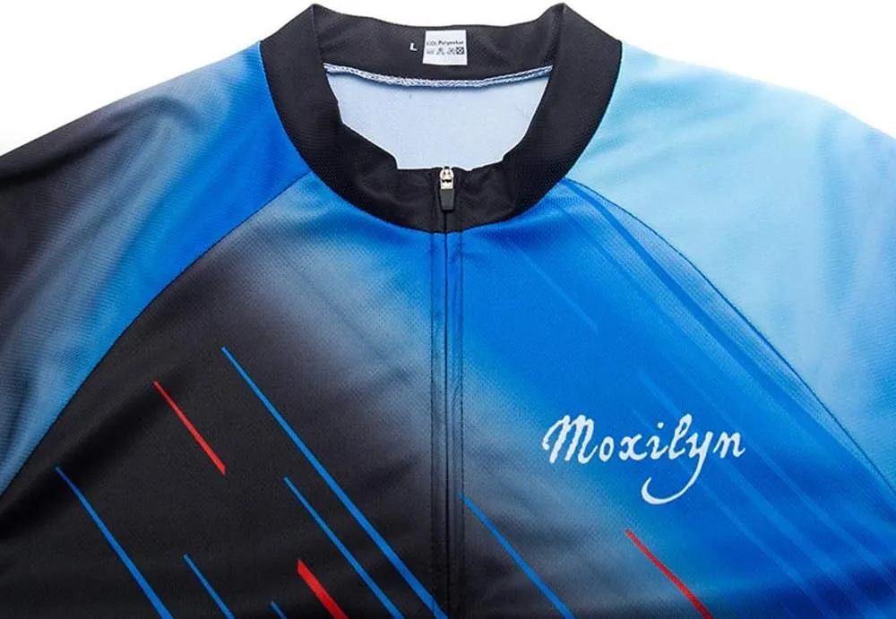 MOXILYN Mens Cycling Clothes Bike Jersey Kit MTB Long Sleeve Cycling Jersey Set Bike Bibs with 20D Gel Pad