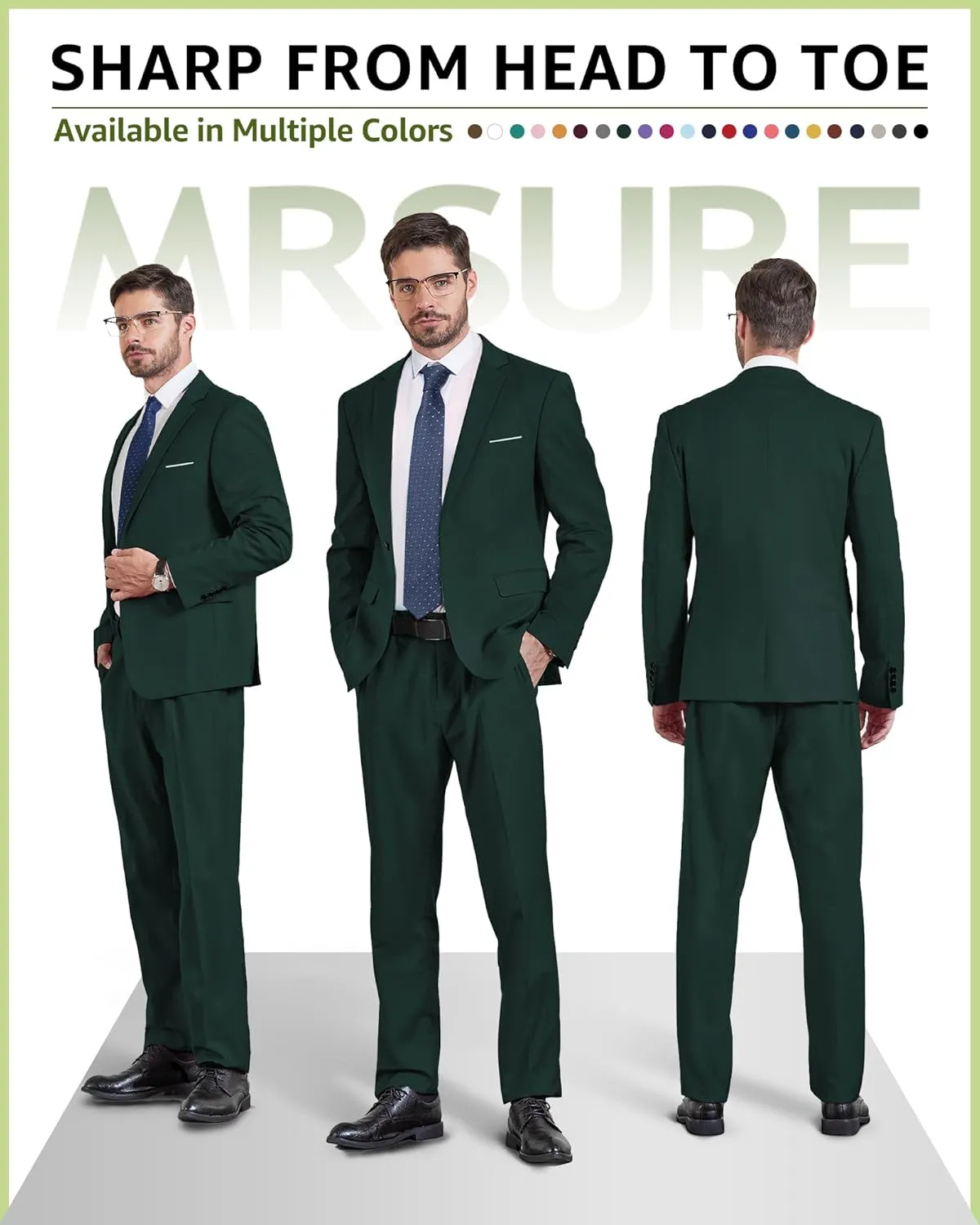MrSure Men's Suit, 2 Piece Slim Fit Jacket and Pants with Tie, One Button Blazer Trouser for Weddings Proms