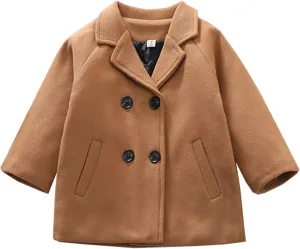 Mubineo Toddler Boy Girl Winter Basic Plain Trench Coat Warm Thick Coats (Brown, 5T)