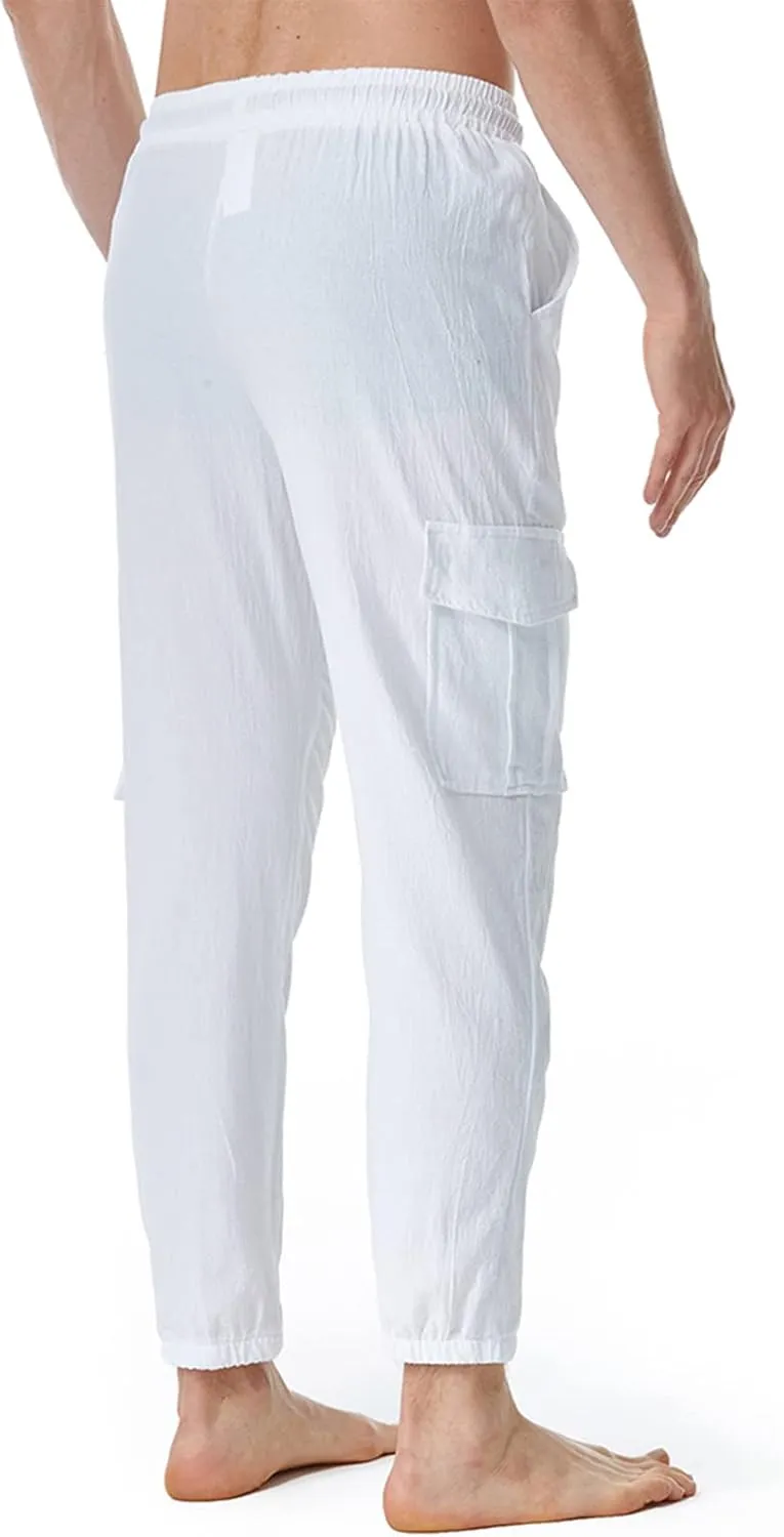 Muscularfit Baggy Cargo Pants Casual Drawstring Elastic Waist Multi Pockets Solid Cotton Sweatpants Trousers Fashion Pants