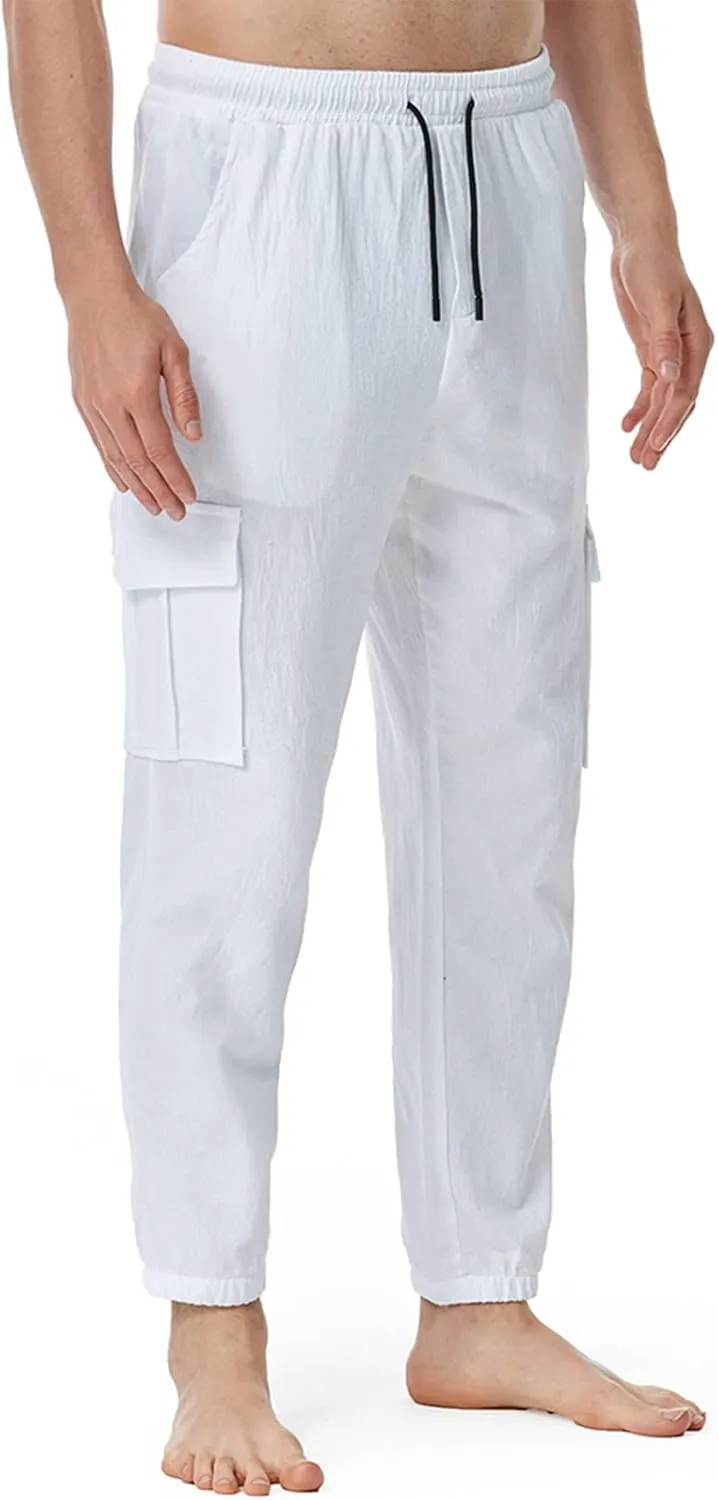 Muscularfit Baggy Cargo Pants Casual Drawstring Elastic Waist Multi Pockets Solid Cotton Sweatpants Trousers Fashion Pants