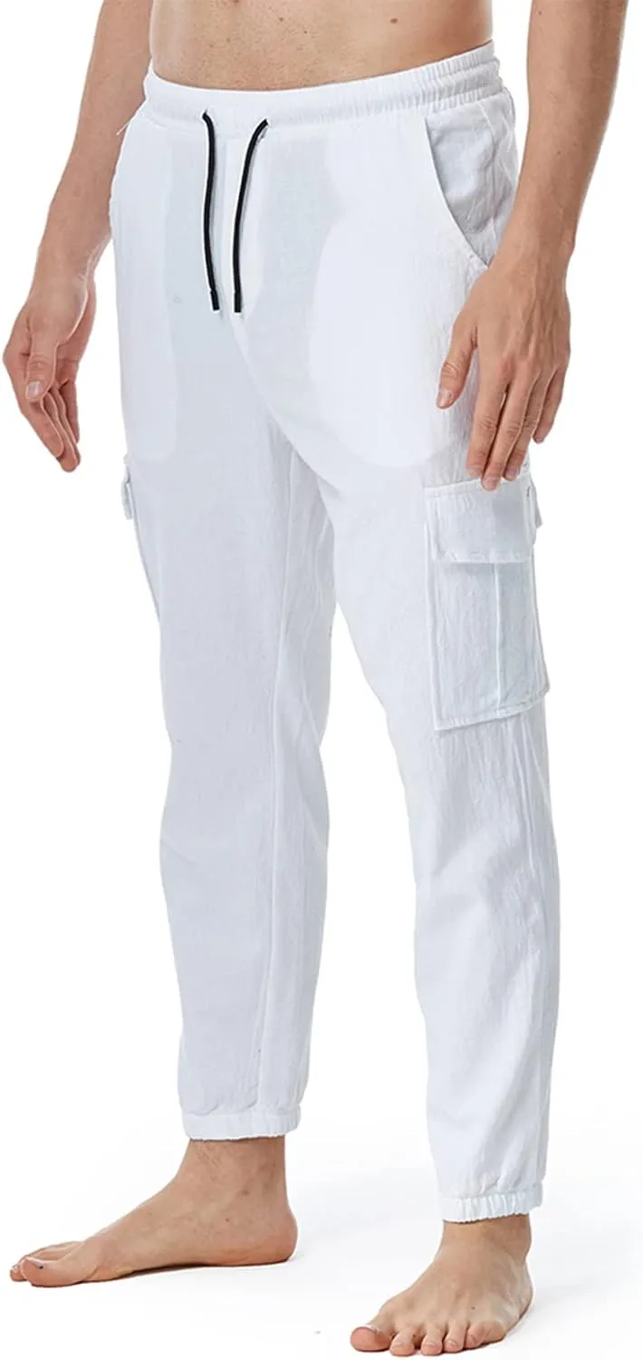 Muscularfit Baggy Cargo Pants Casual Drawstring Elastic Waist Multi Pockets Solid Cotton Sweatpants Trousers Fashion Pants