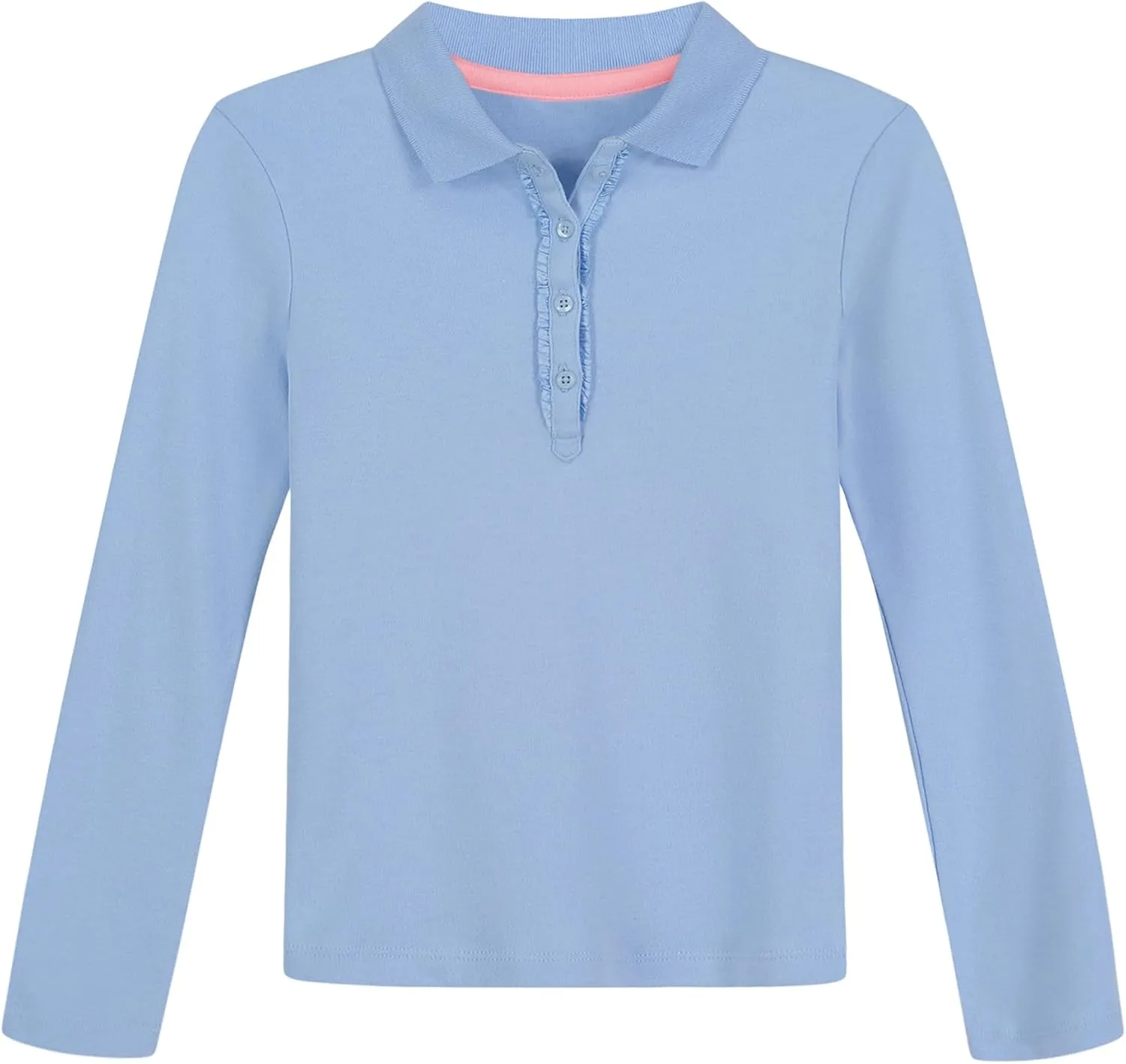 NAUTICA Girls' School Uniform Long Sleeve Polo Shirt, Button Closure, Comfortable & Breathable Fabric