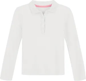 NAUTICA Girls' School Uniform Long Sleeve Polo Shirt, Button Closure, Comfortable & Breathable Fabric