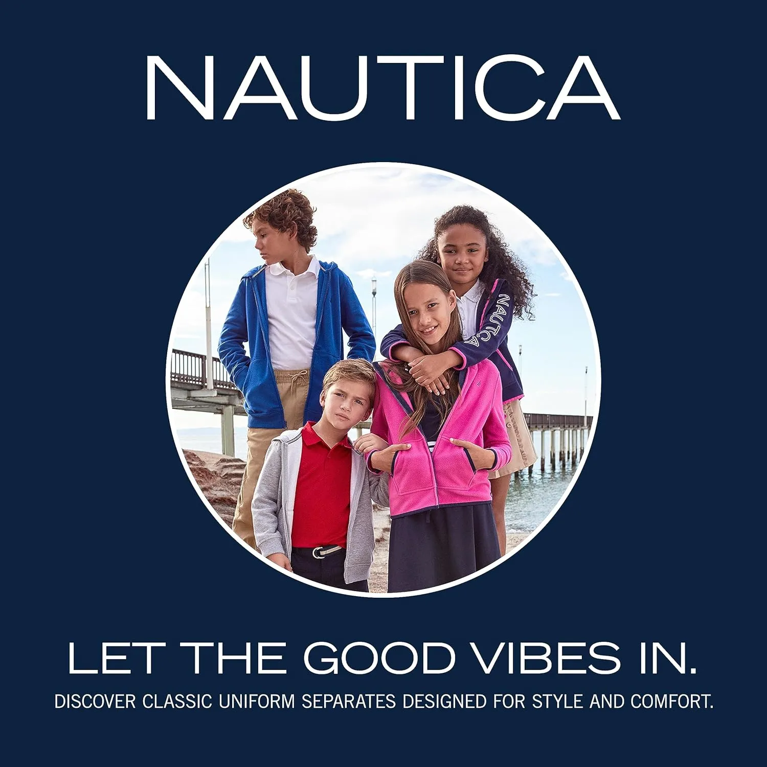 NAUTICA Girls' School Uniform Long Sleeve Polo Shirt, Button Closure, Comfortable & Breathable Fabric
