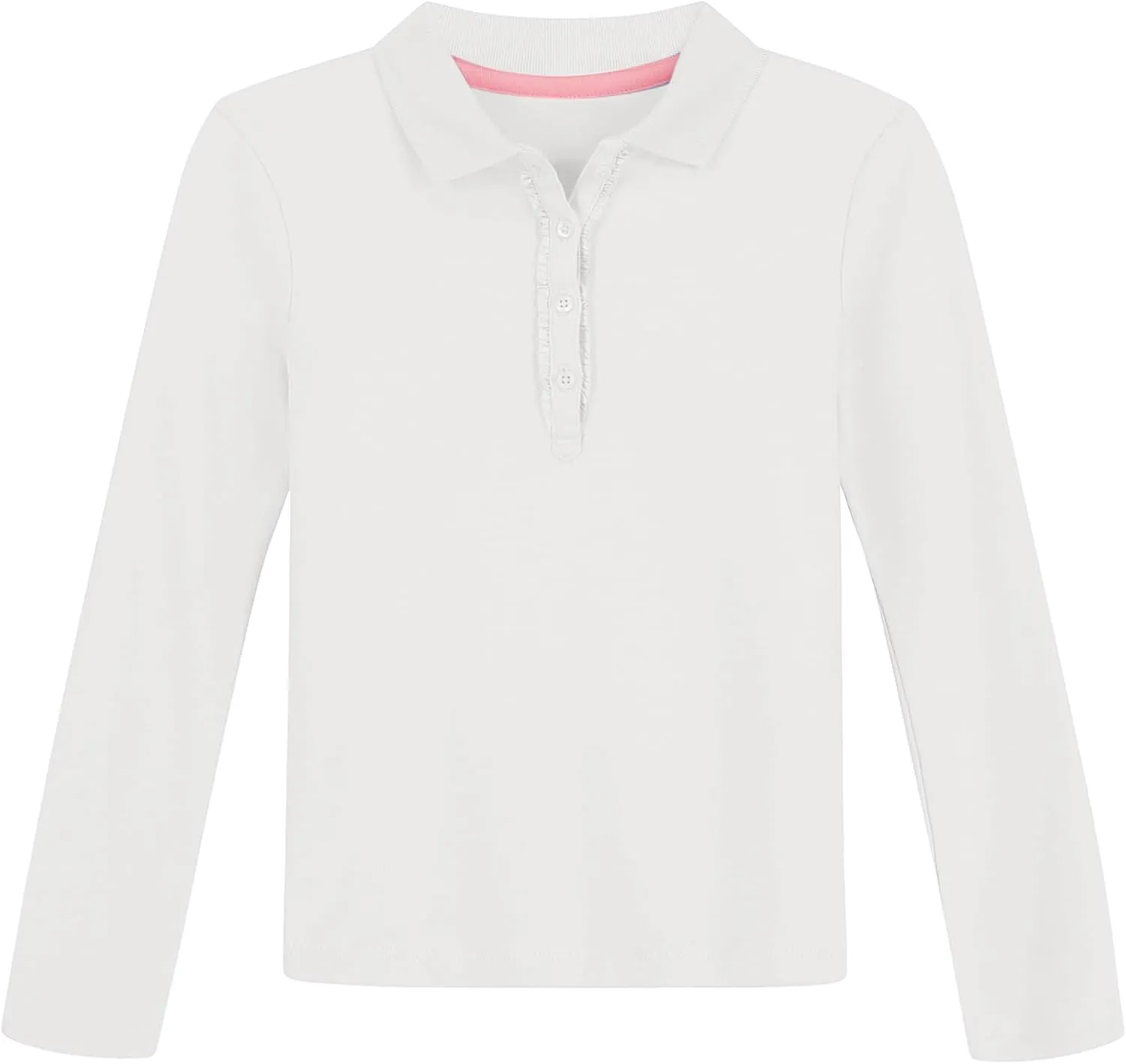 NAUTICA Girls' School Uniform Long Sleeve Polo Shirt, Button Closure, Comfortable & Breathable Fabric