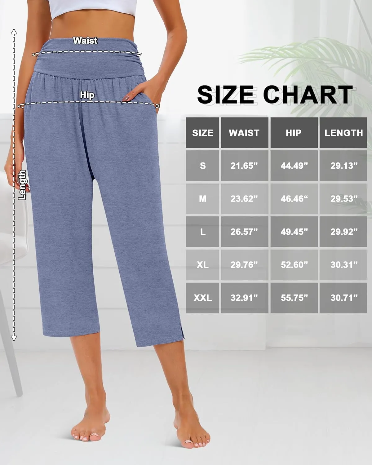 Neer 3 Pack Capri Pants for Women Casual Summer Lounge Yoga Pants Crop High Waist Loose Fit Sweatpants Pajamas with Pockets