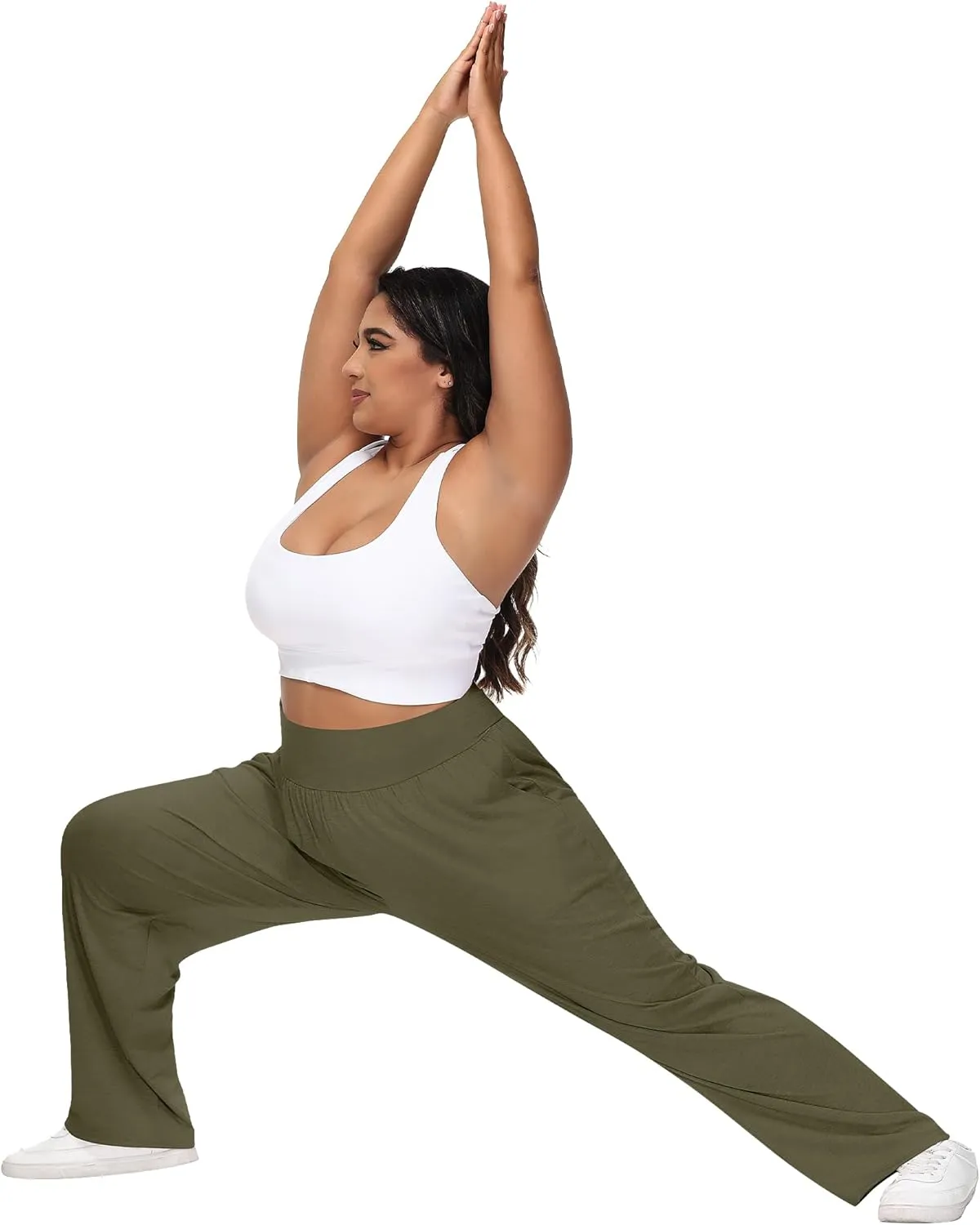 Neer 3 Pack Women Plus Size Wide Leg Yoga Pants High Waist Sweatpants Plus Size Palazzo Pants Lounge with Pockets