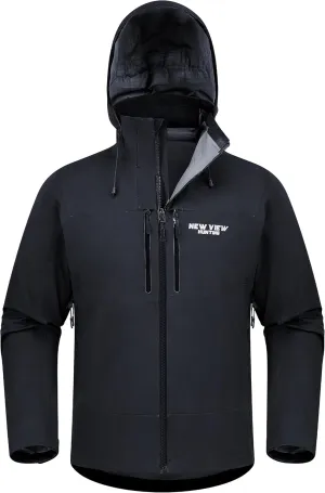 NEW VIEW Lightweight Rain Jackets for Men Waterproof with Hood, Hard Shell Stretch Rain Coat for Outdoor Travel
