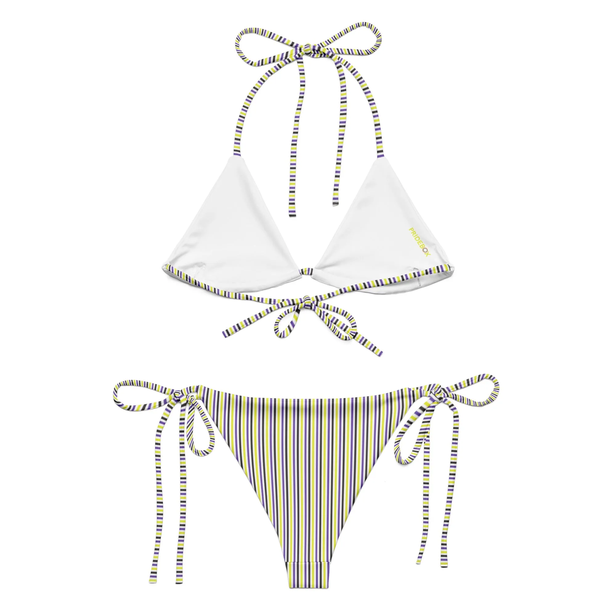 Non-Binary Striped String Bikini Top